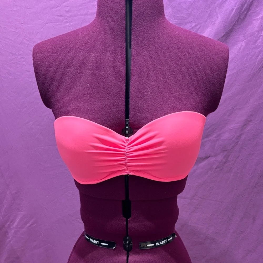 Victoria’s Secret Hot Pink Bandeau Bikini Swim Top Size 34D – Strapless EUC